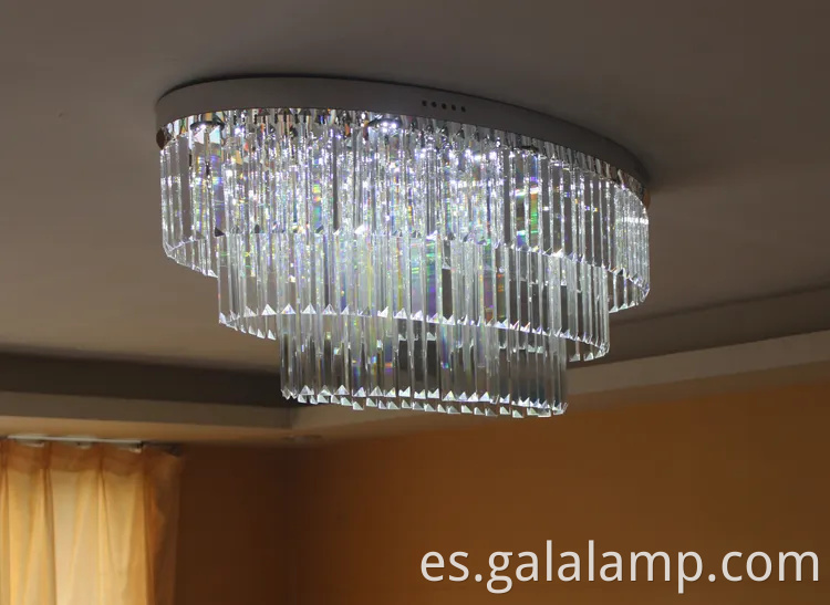 Lámpara de cristal de techo ovalado, lámpara de doble capa de la sala de estar